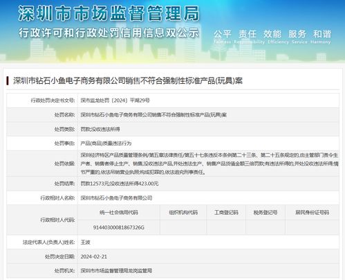 深圳市鉆石小魚電子商務(wù)銷售不符合強制性標準產(chǎn)品（玩具）案例解析